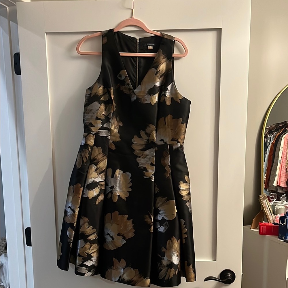 Tommy Hilfiger Black and Gold Fit and Flare Mini Dress